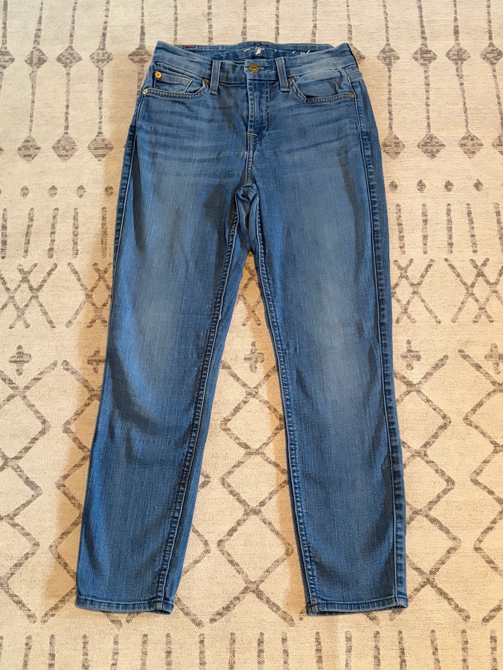 7 For All Mankind Skinny Jeans Womens 25 Medium Wash Stretch Denim Mid Rise